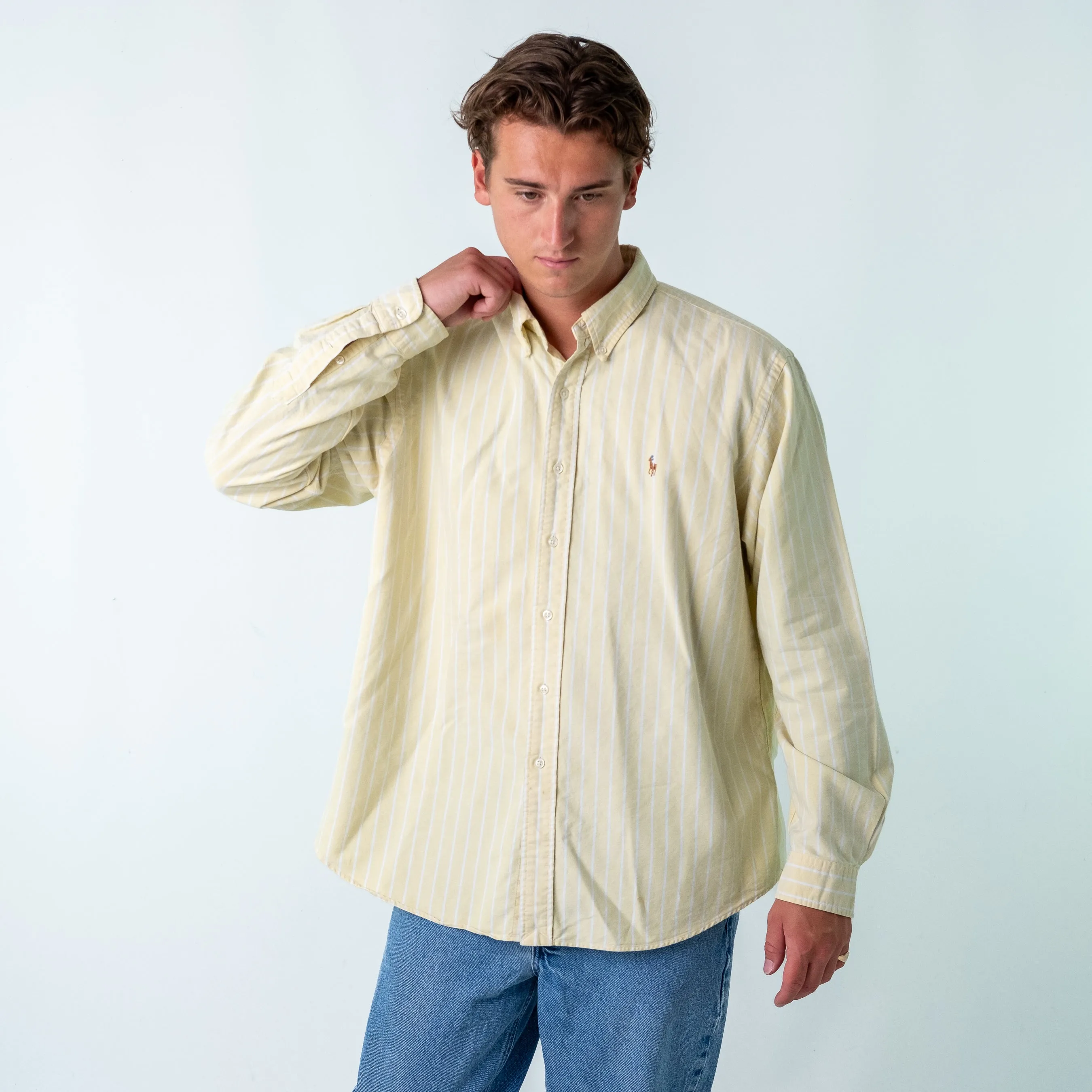 Yellow 90s Polo Ralph Lauren Longsleeve Casual Shirt (XXL)